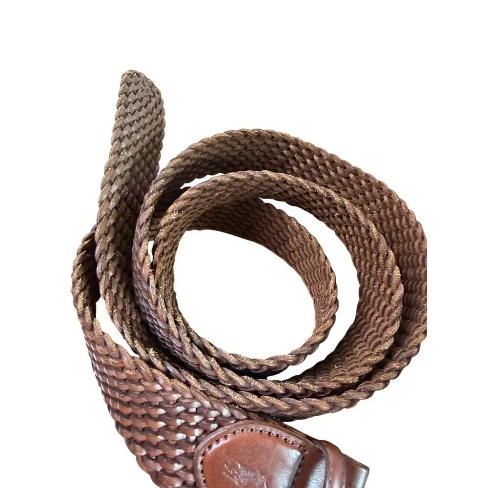 Polo Ralph Lauren Mens Size 50 Brown Braided Woven Leather Belt Big Tall